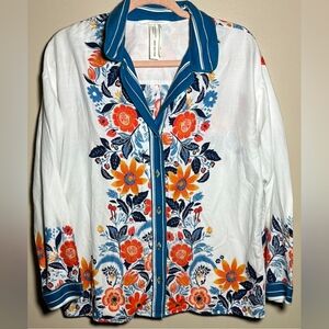 Anthropologie Multicolor Floral Button Down Shirt